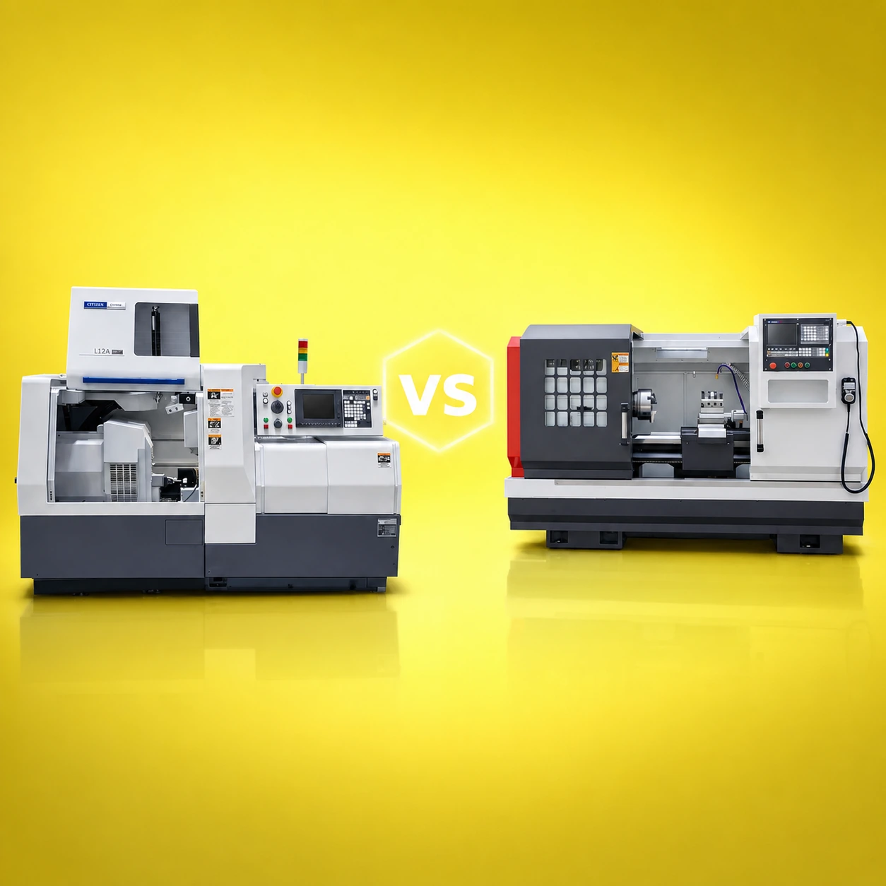 Swiss-type machine and conventional CNC lathe