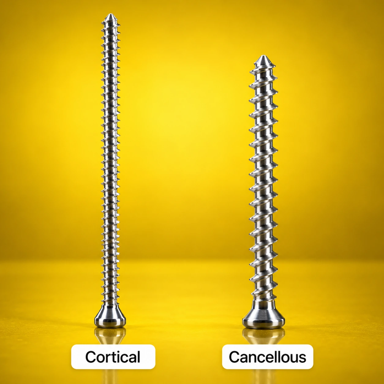 Cortical and cancellous screw thread examples