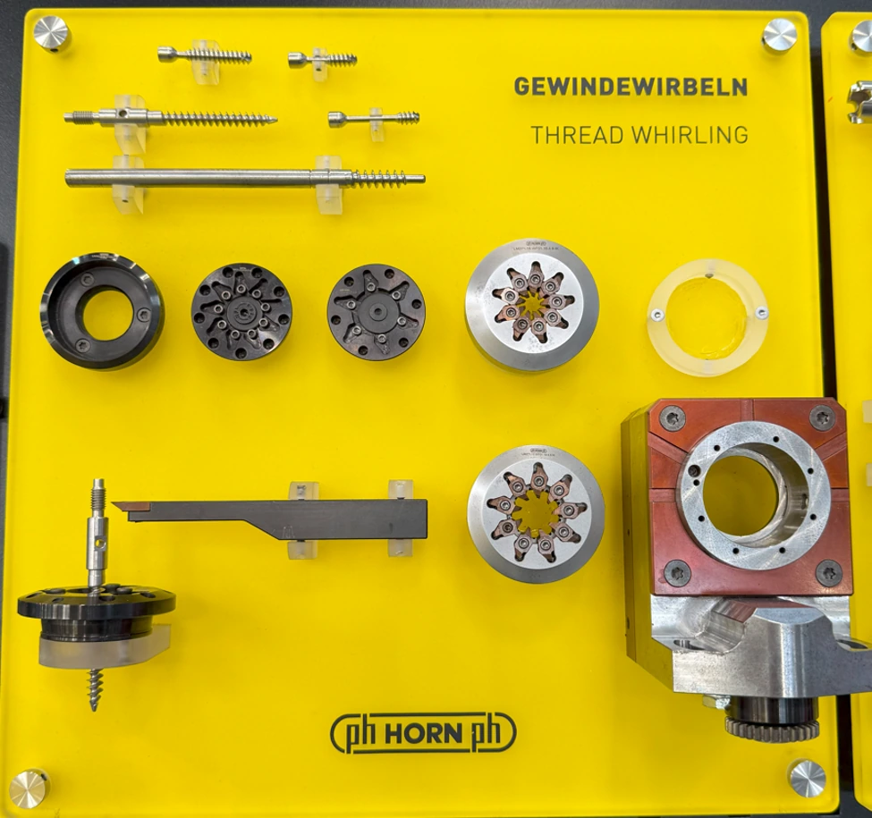 Thread-whirling tooling and machined parts